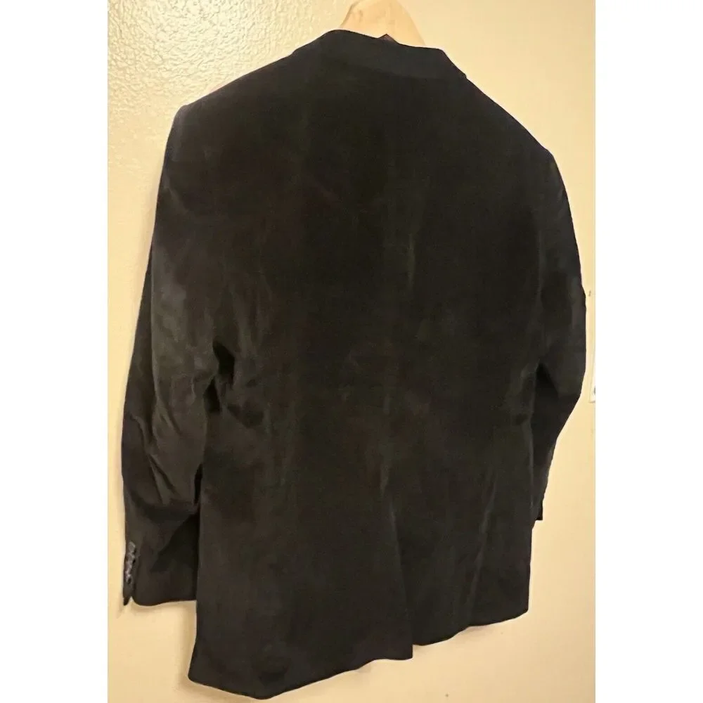 Stafford Mens 46R Corduroy Sport Coat Blazer Two Button Jacket Black‎ Vented